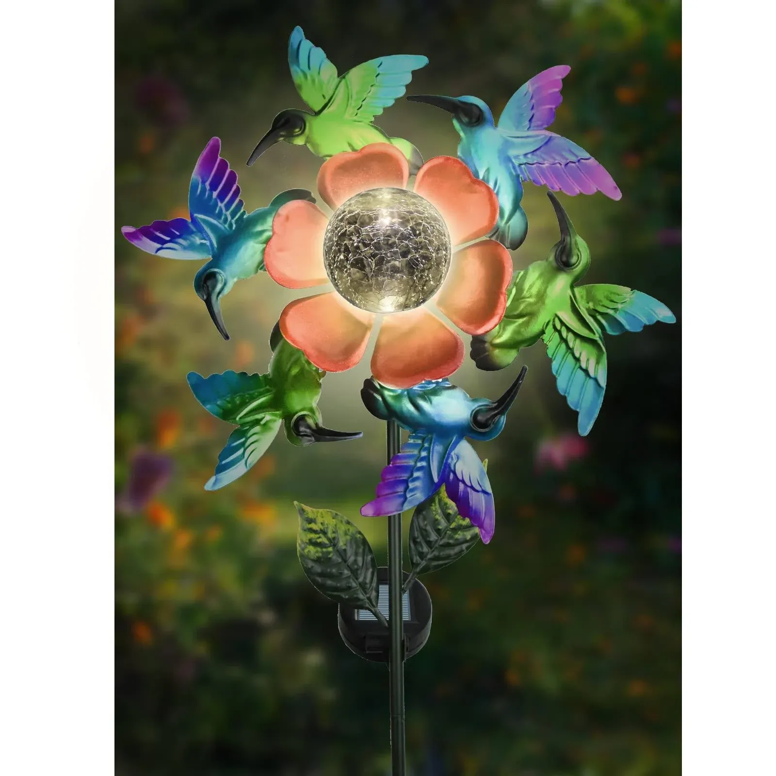 Solar Hummingbird Spinner 27.95", Waterproof Wind Spinners Outdoor Metal Wind Mills for Patio, Lawn & Garden Decor