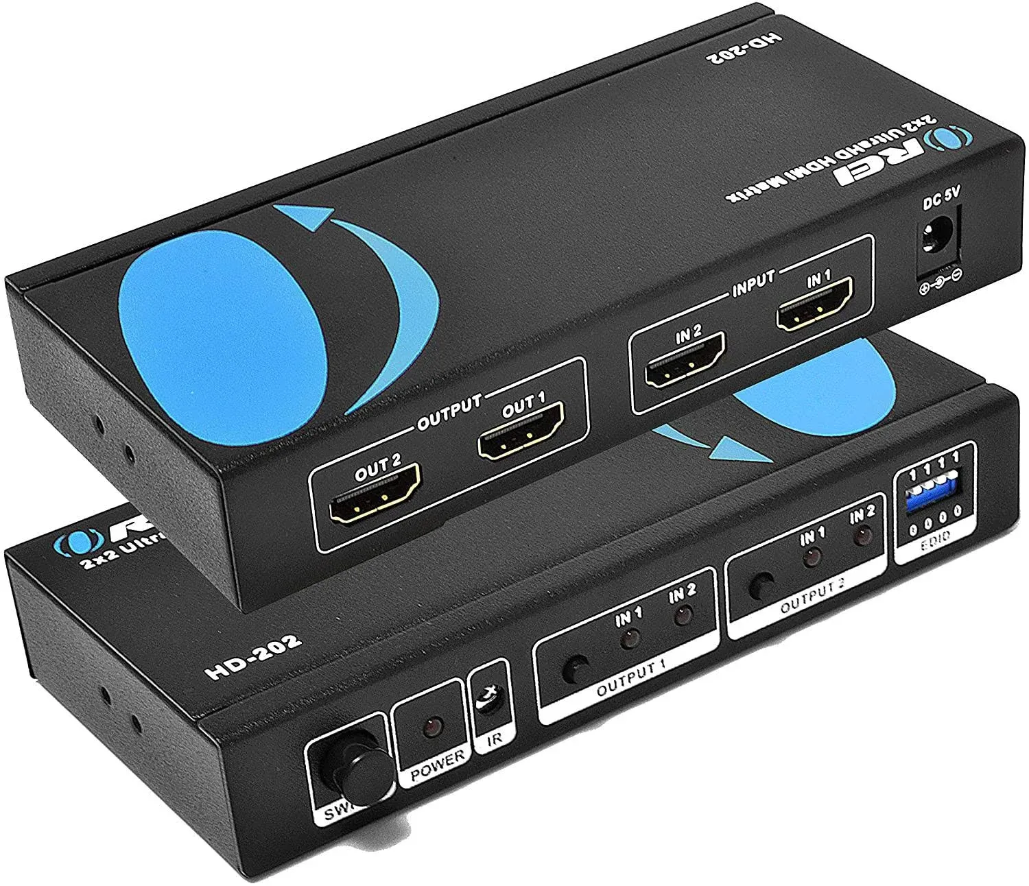 OREI HD-202 2x2 HDMI 1.4V Matrix Switch/Splitter with Remote Control