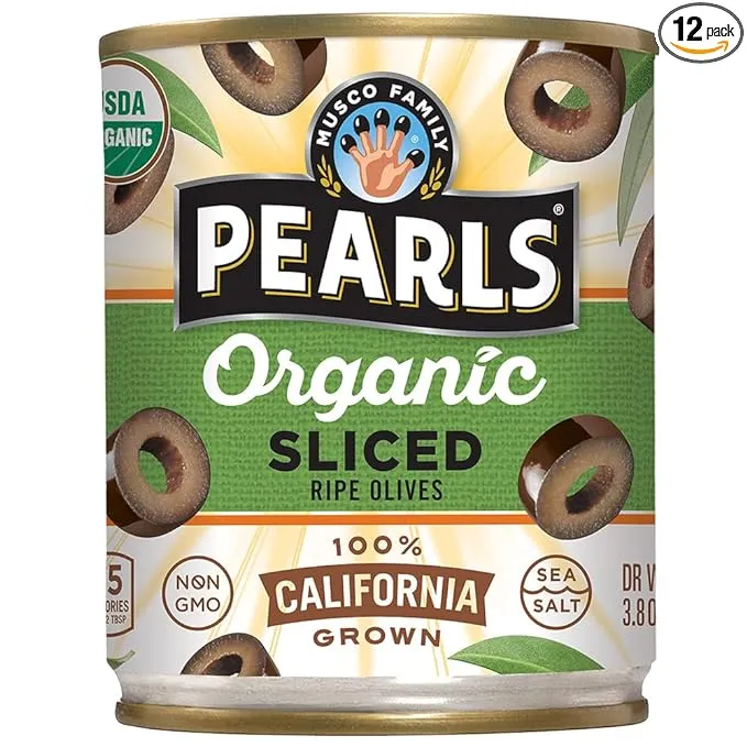 Pearls Organic, Ripe Sliced Olives, 3.8 Ounce (Pack of 12)