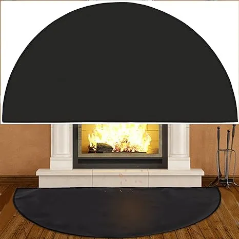 Half Round Fireplace Mat 4-Layer Fiberglass Fireproof Flame-Retardan<wbr/>t Cotton NEW