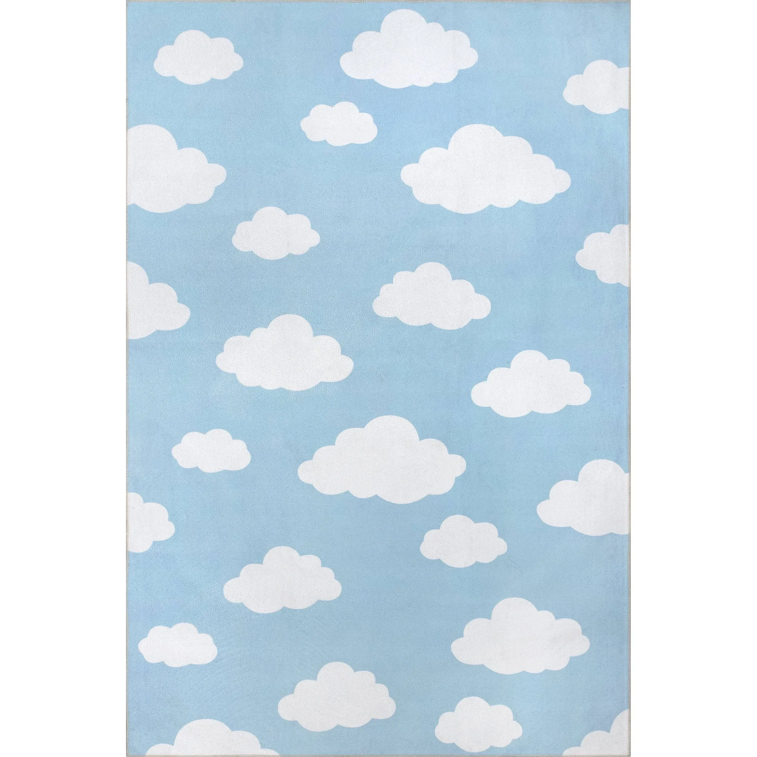 nuLOOM Lilia Machine Washable Kids Cloud Ultra Thin Area Rug, 3' x 5', Light Blue