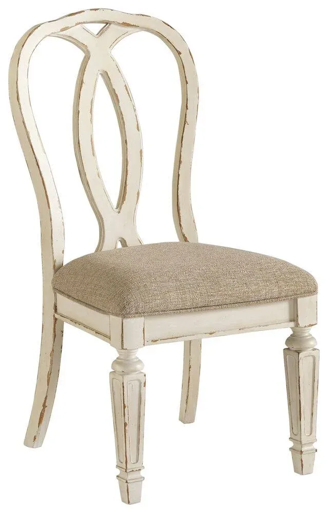 Ashley Realyn D743-02 Upholstered Side Chair in Chipped White - Set of 2