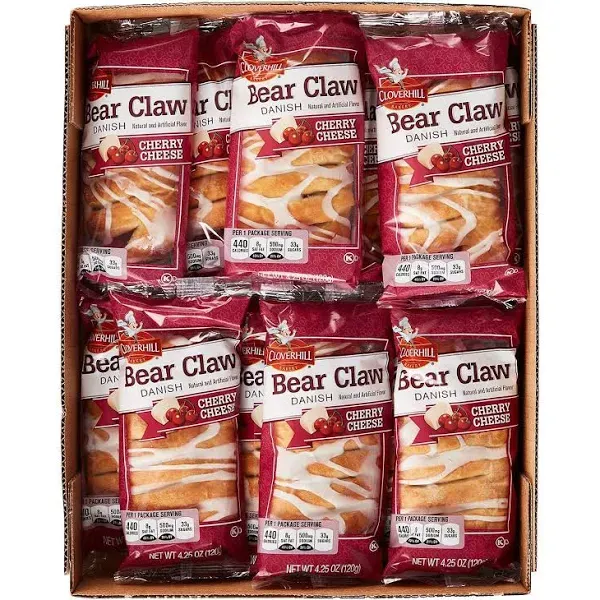 Cloverhill Cherry Cheese Bear Claw 16 Count, 4.25 oz. Each