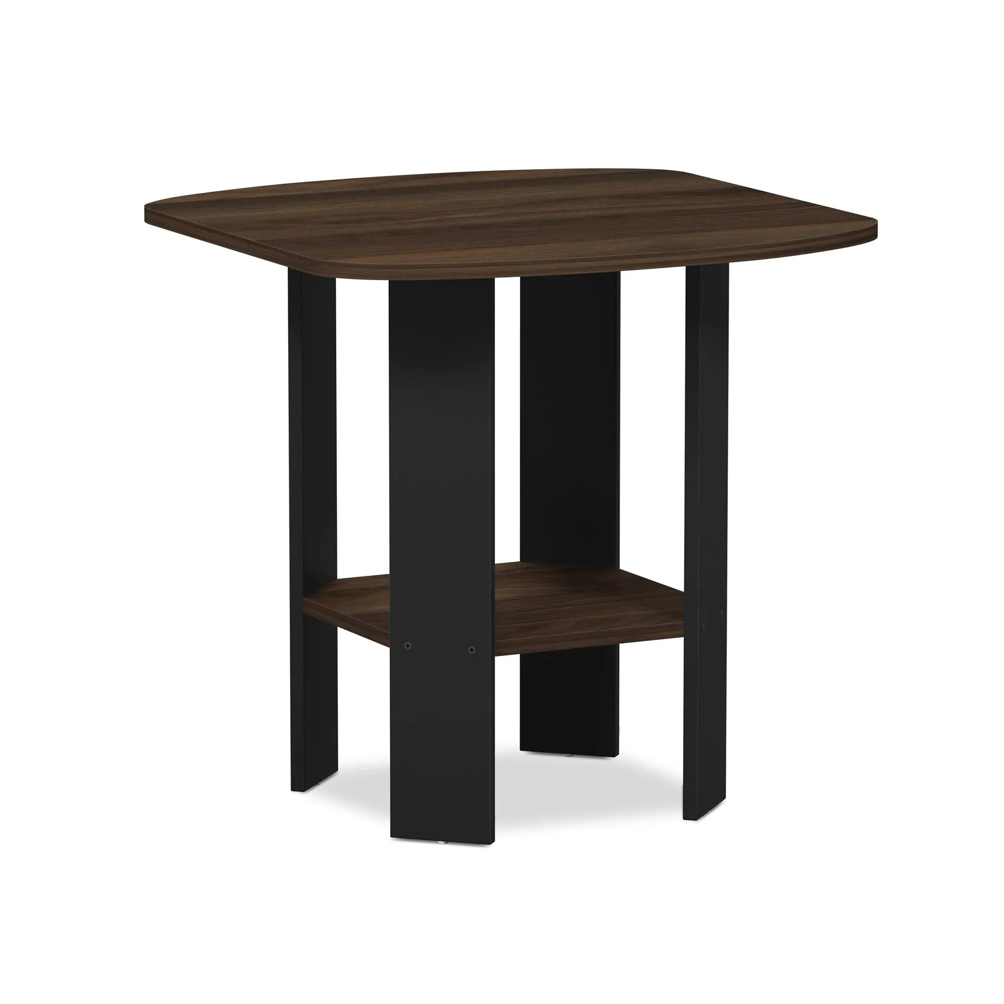 Furinno Simple Design Columbia Walnut & Black End & Sidetable