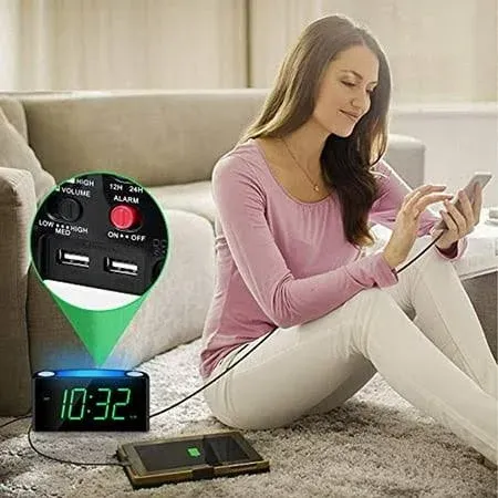 Alarm Clock for Bedroom, 7.5" Large Display LED Digital Clock with 7 Color Night Light,USB Phone Charger,Dimmer,Battery Backup,Easy to Set Loud Bedside Clock for Heavy Sleepers Adult Teen Kid Boy Girl