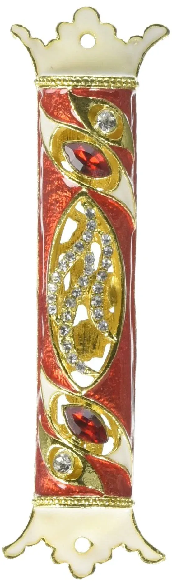 Hand Painted Mezuzah Embellished with a Royal Red Design 24K Gold Plated, 4.5" - Contemporary - Decorative Objects And Figurines - by Matashi Crystals | Houzz