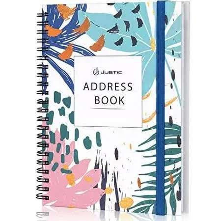 JUBTIC Address and Password Book with Alphabetical Tabs Hardcover Spiral Bound A