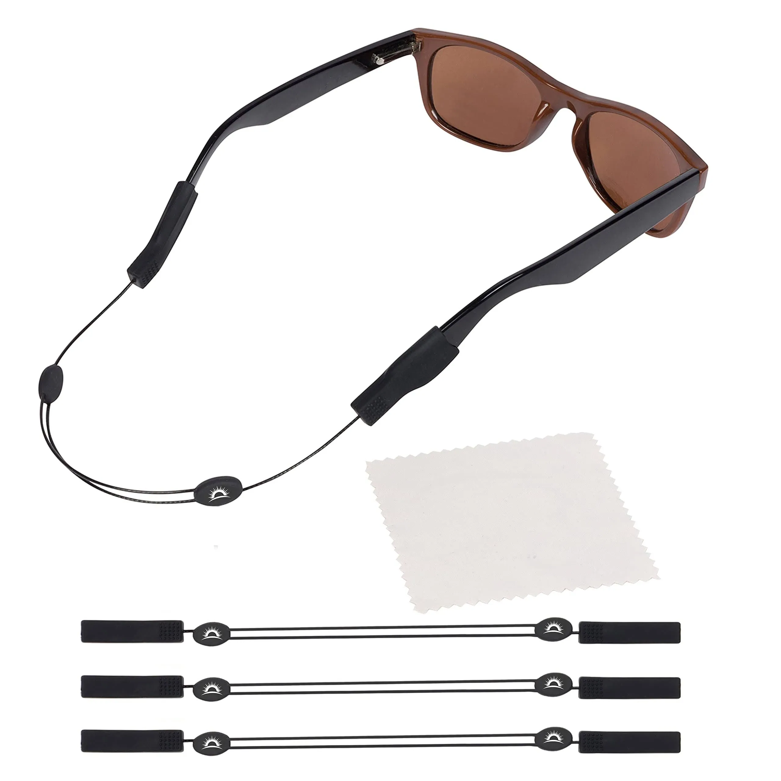 Sidelinx Adjustable Eyeglass Strap (3 Pack) - No Tail Sunglass Strap - Eyewear String Lanyard - with Bonus Cleaning Cloth - 3 Pack