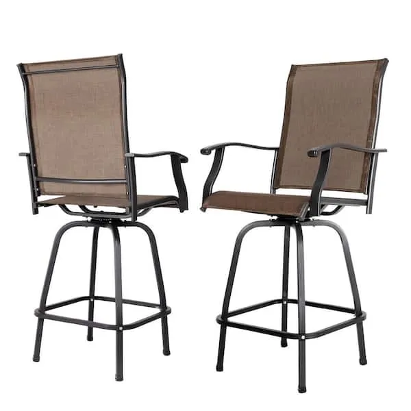 Nuu Garden 2-Piece Steel Outdoor Swivel High Bar Stools DB137J-02