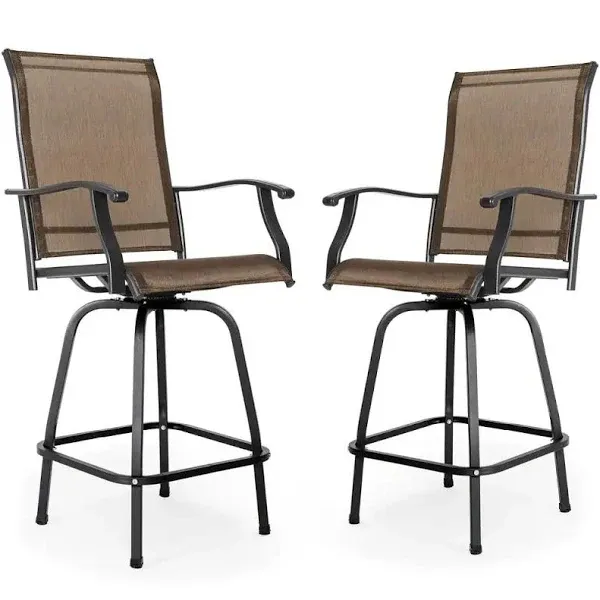 Nuu Garden 2-Piece Steel Outdoor Swivel High Bar Stools DB137J-02