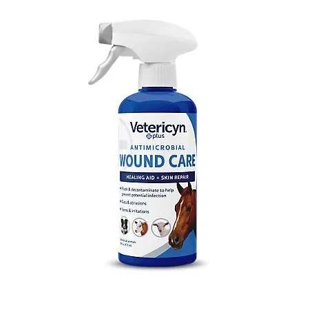 Vetericyn Plus Horse Wound Care Spray | Equine Healing Aid and Skin Repair, Clean Wounds, Relieve Itchy Skin. 16 ounces