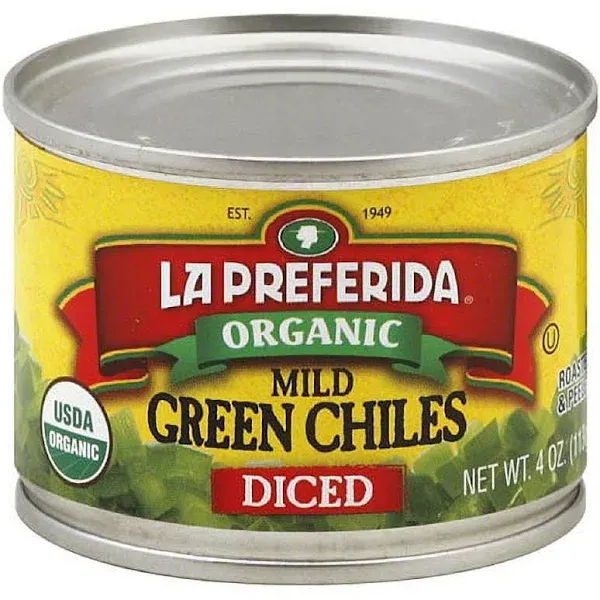 La Preferida Organic Mild Diced Green Chiles, 4 oz, (Count of 12)