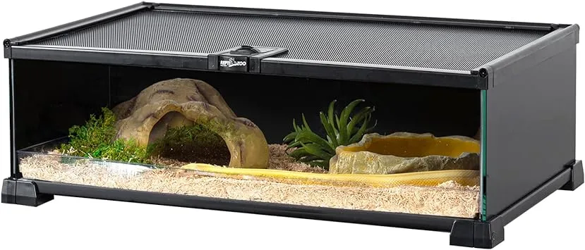 REPTIZOO Small Reptile Tank 20" x 12" x 6" Glass Reptile Terrarium with Top Feeding Reptile Habitat for Reptile Amphibians Snake Spider