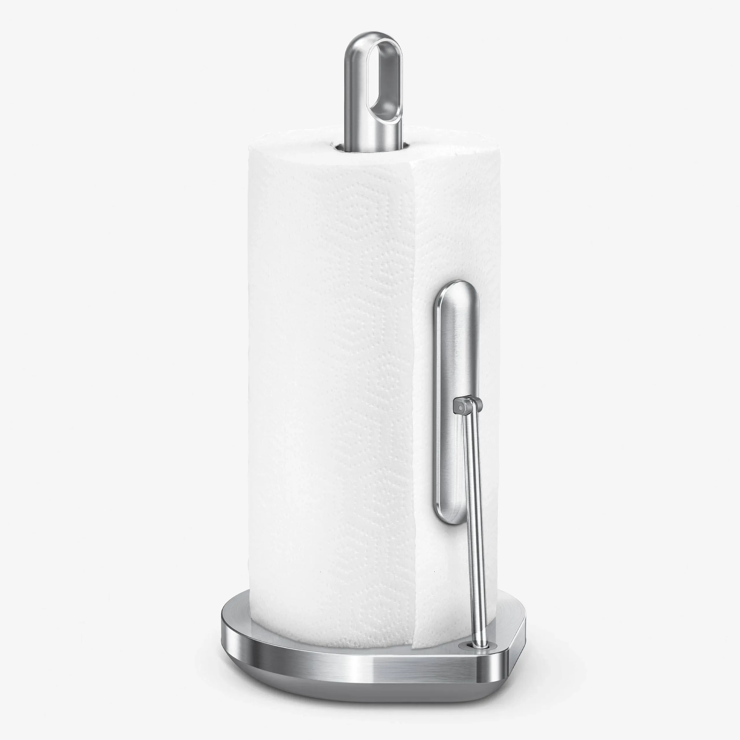 KT1203 Tension Arm Kitchen Roll Holder, Free Standing, Easy One Sheet Tear, Heavy-Duty Weighted Base (Fits Kitchen Rolls Measuring 23-28cm), Brushed on OnBuy