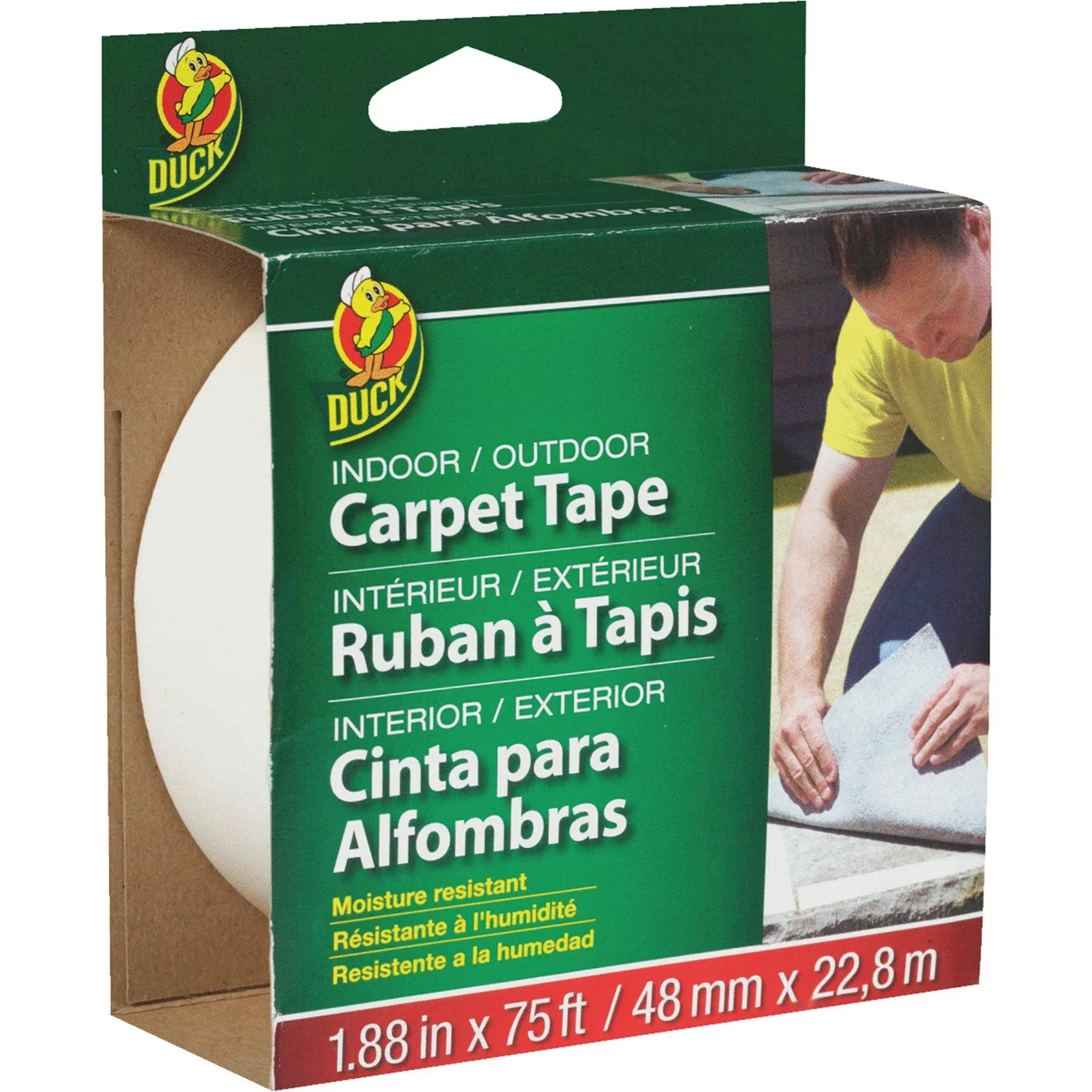 Duck 1.88 in. W x 75 ft. L Carpet Tape White