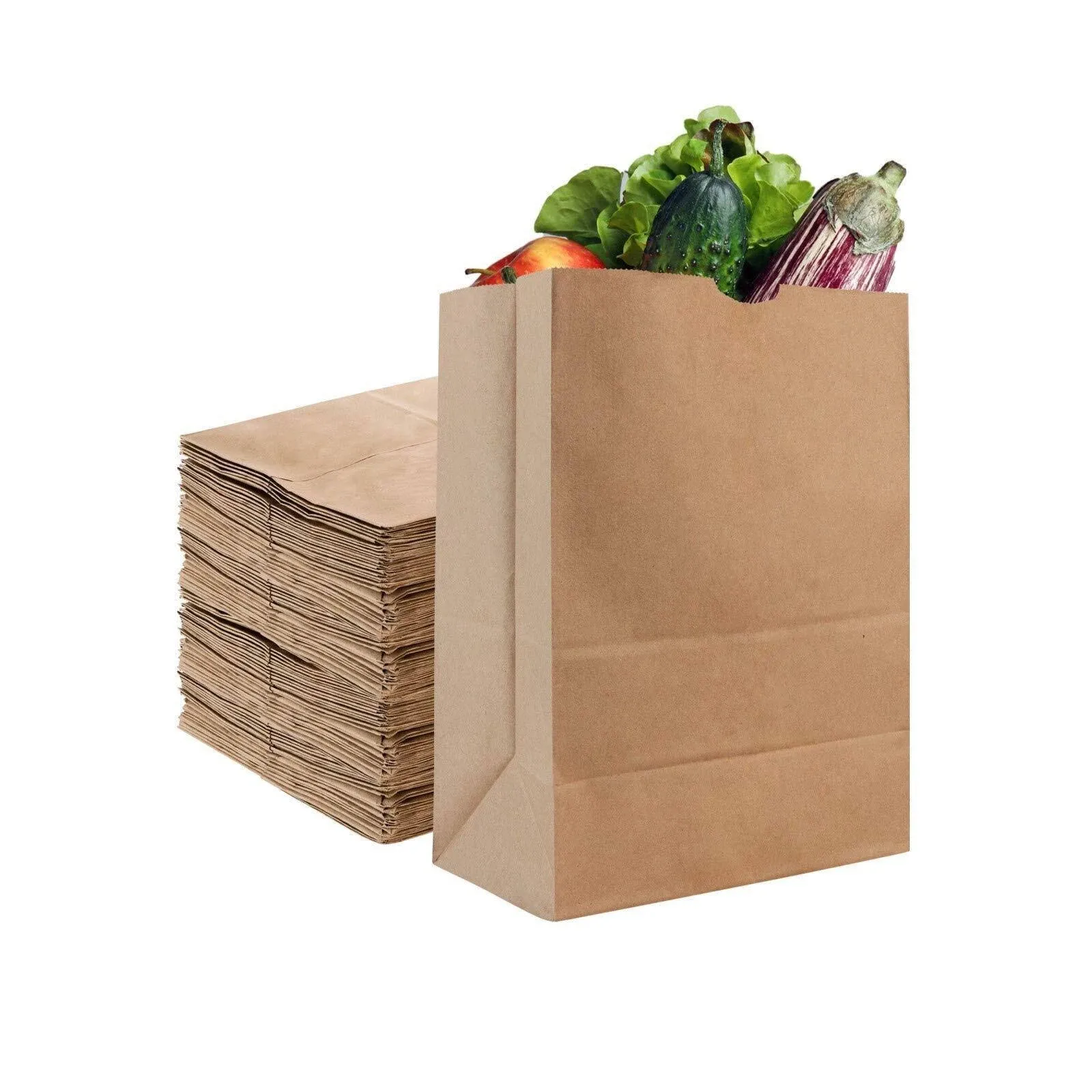 Stock Your Home 57 Lb Kraft Paper Bag (100 Count) Heavy Duty, Large Brown Paper Grocery Bags for Food Shopping, Recycling, Trash, Bulk Pack Size