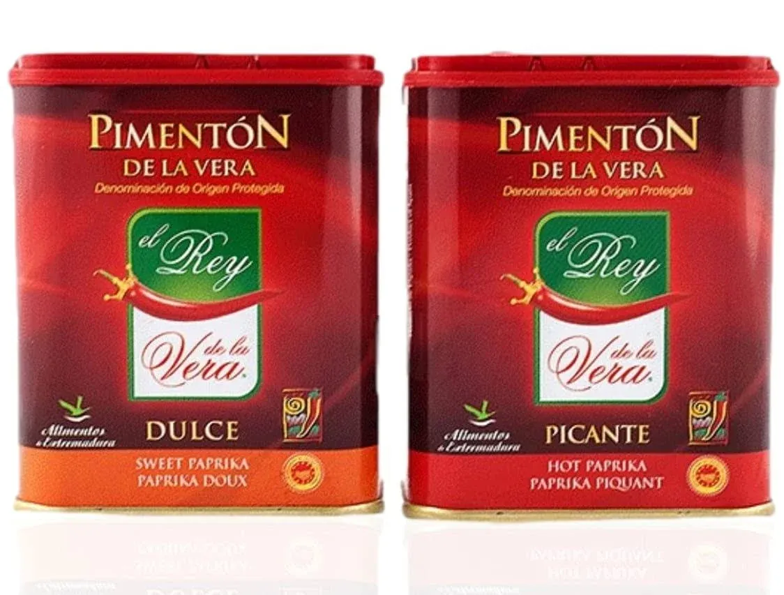 Artisan Spanish Smoked Paprika Pimenton from La Vera Region. Hot and Sweet. Set ...