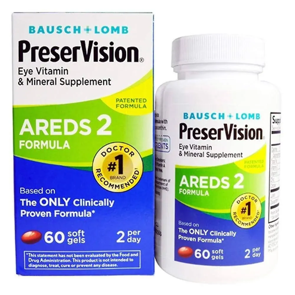 PreserVision AREDS 2 Eye Vitamin & Mineral Supplement, Contains Lutein, Vitamin C, Zeaxanthin, Zinc & Vitamin E, 60 Minigels (Packaging May Vary)