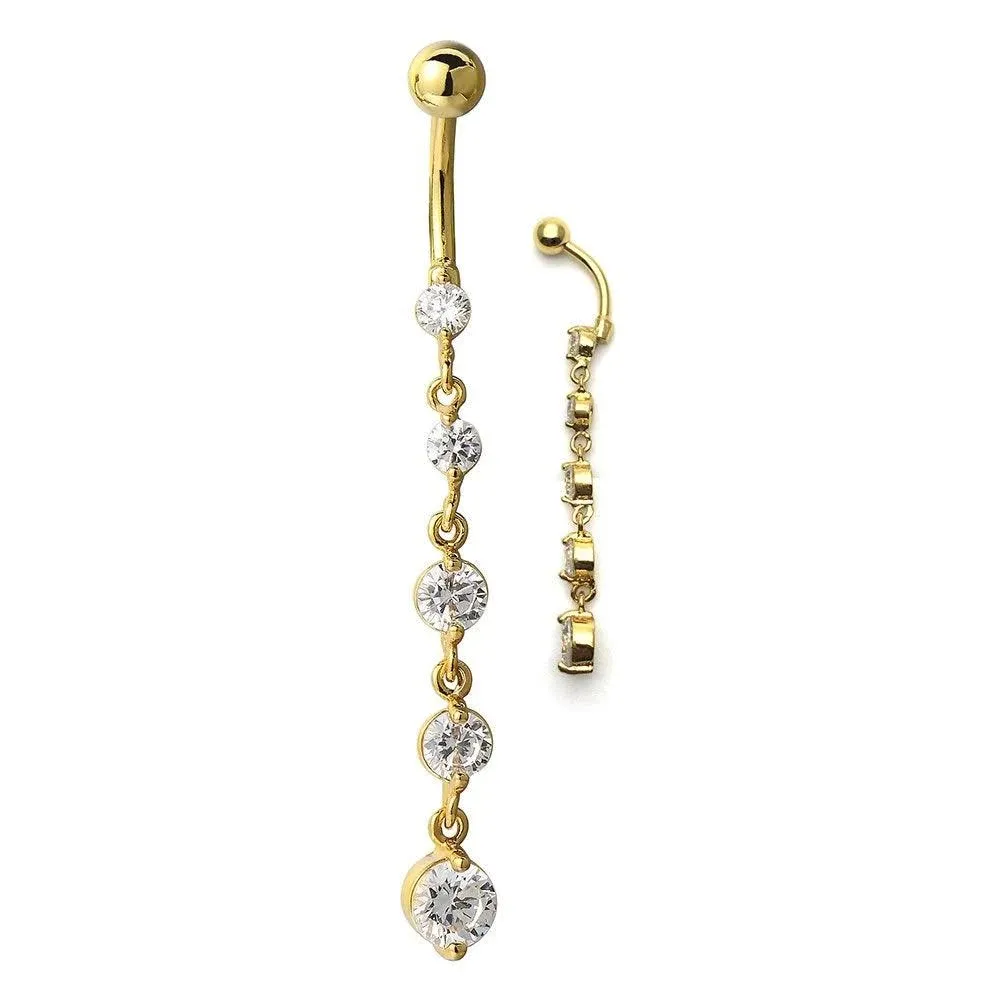 Belly Chain Belly Button Ring Body Jewelry Piercing Navel Ring with Long Dangle Cubic Zirconia