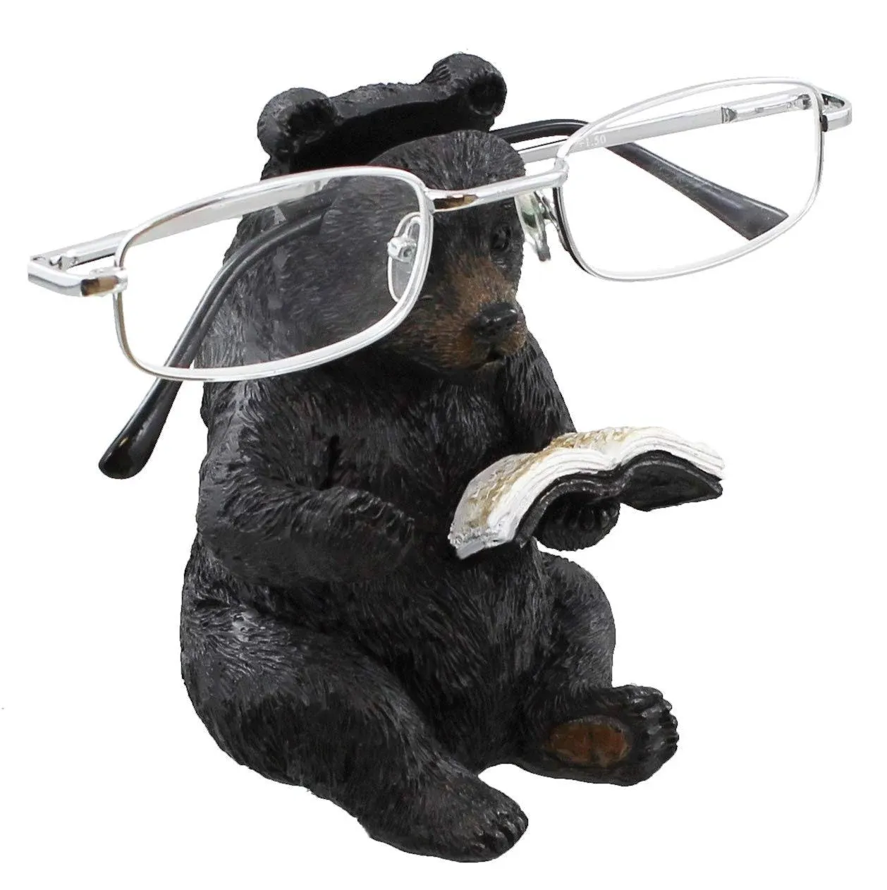 Top Brass Whimsical Sitting Bear Reading Book Eyeglasses Holder Stand