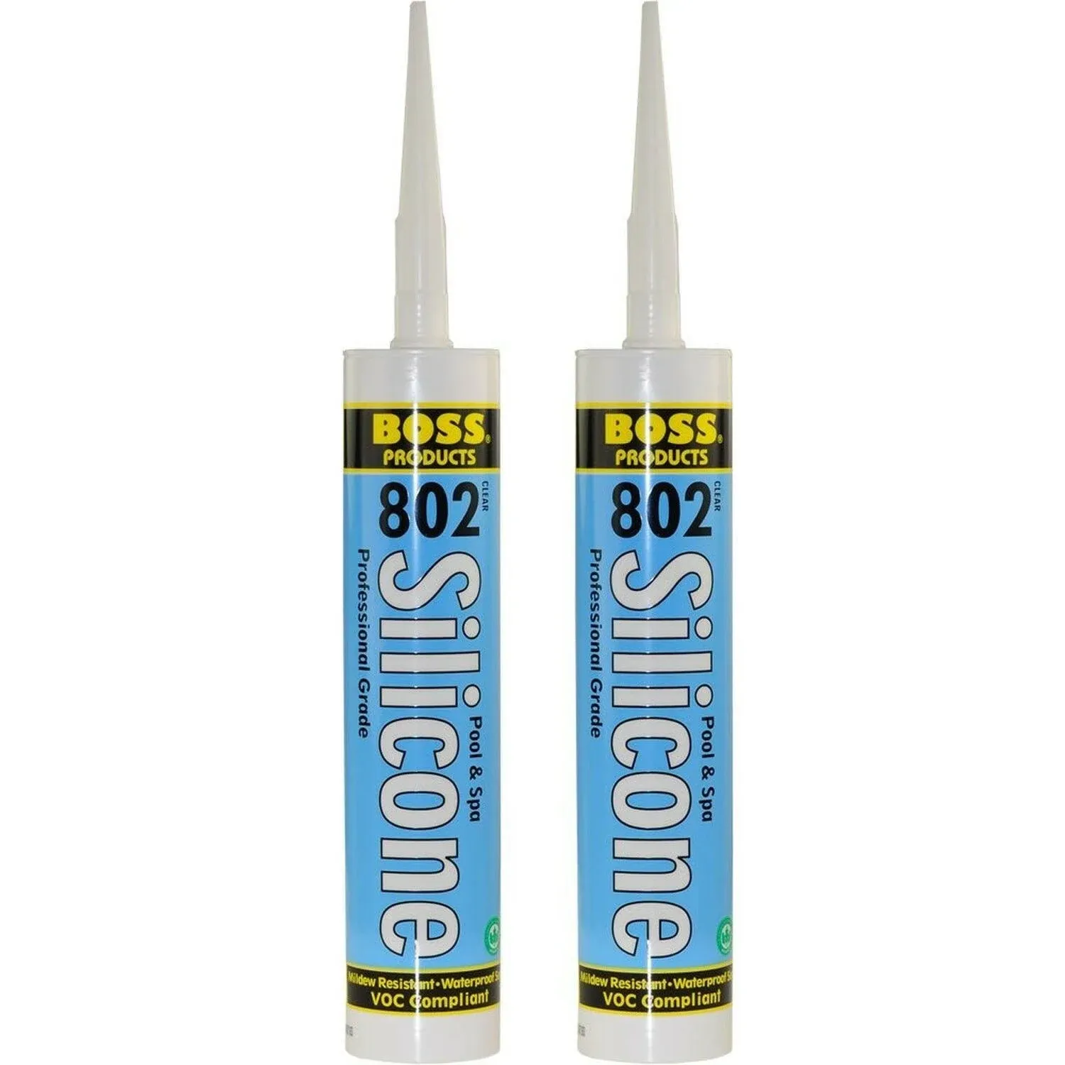 2-Pack Boss 802 Clear Pro Grade Silicone Sealant for Pool, spa, Household NEW