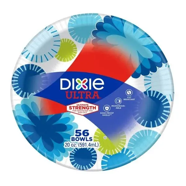 Dixie Ultra Disposable Compostable Paper Bowls, 20 Ounce, 25 Count