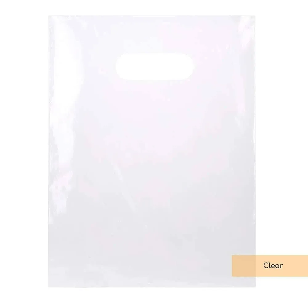 ClearBags 100 Clear Handle Bags 9x12, Extra Thick 2.25 Mil Retail Plastic Shopping Merchandise Gift Bags Tear Resistant Strong Durable Anti Stretch For Small Business LDPE Die Cut, 100% Recyclable