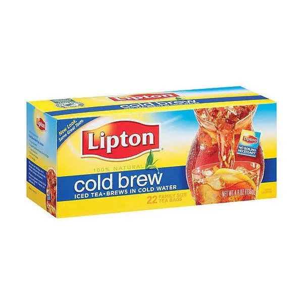 Lipton ColdBrew Iced Tea, Family Size Tea Bags - 22 bags, 4.8 oz