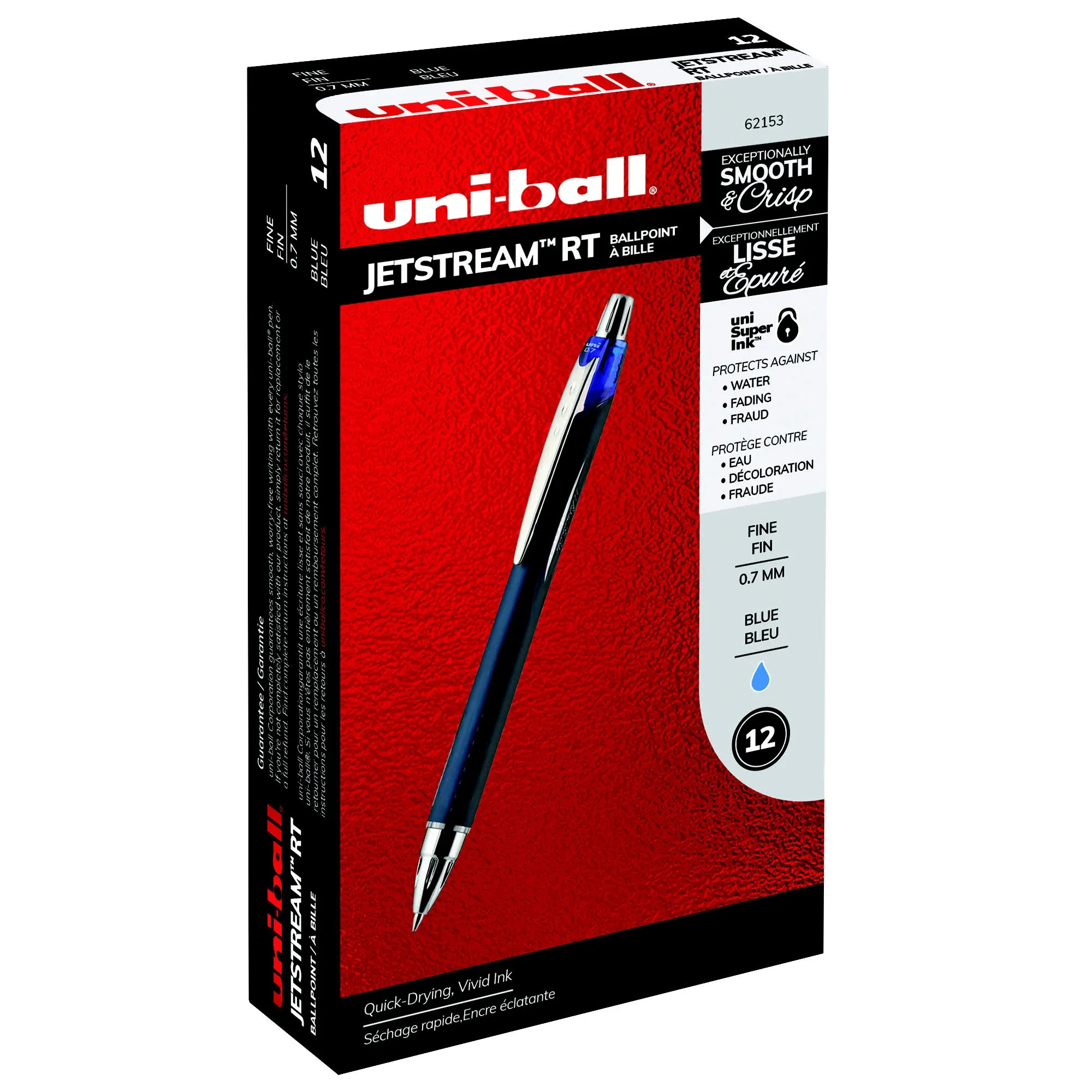 Uni-Ball Jetstream Retractable Ballpoint Pen Fine 0.7 mm Blue Ink Blue Barrel