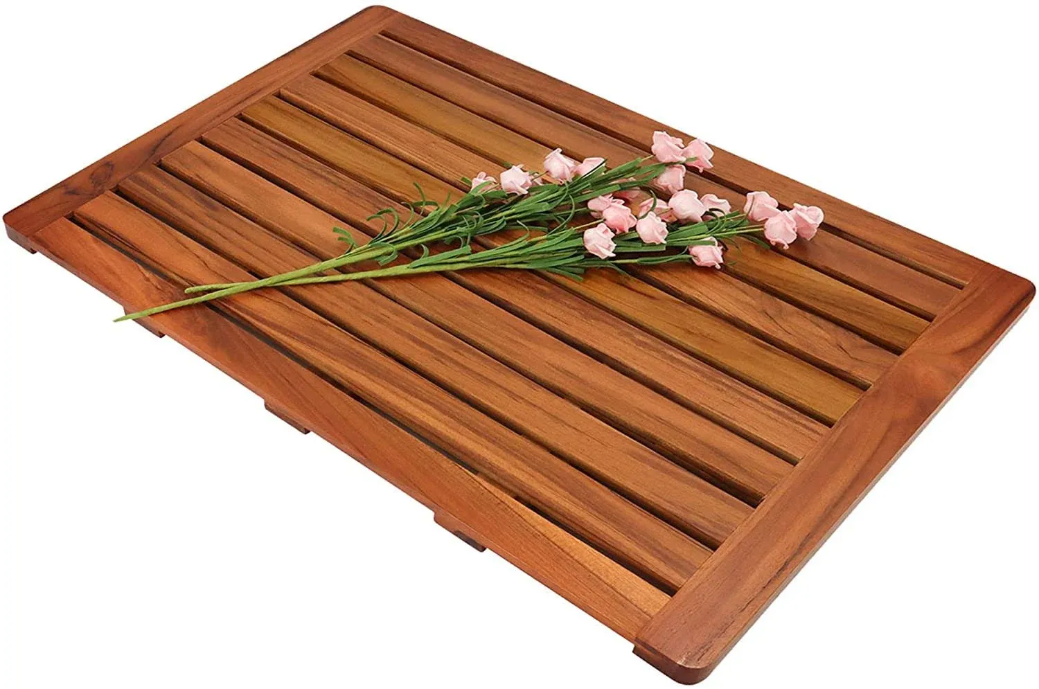 Utoplike (32x18") Teak Wood Bath Mat, Shower Mat for Bathroom, Wooden Floor Mat Square Large for Spa Home or Outdoor