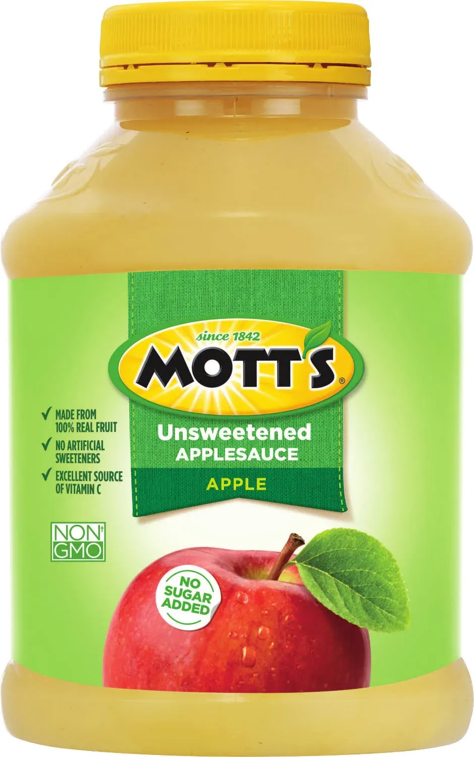 Healthy Snack or Side Dish, Mott’s Unsweetened Applesauce, Made from Real Fruit, No Sugar Added and an Excellent Source of Vitamin C, Make Healthy Decisions Today for 2 Jars of 46 Oz