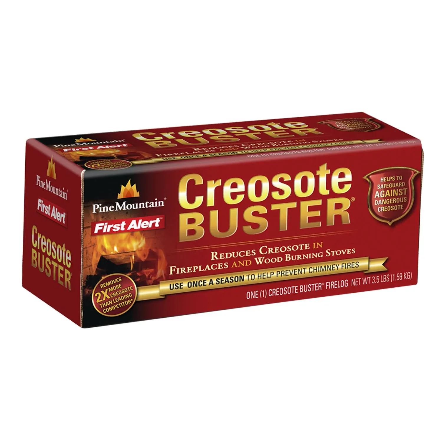 Pine Mountain Creosote Buster Chimney Cleaning Safety Firelog 3.5Lb Log Brown 1 Count, (4152501500)