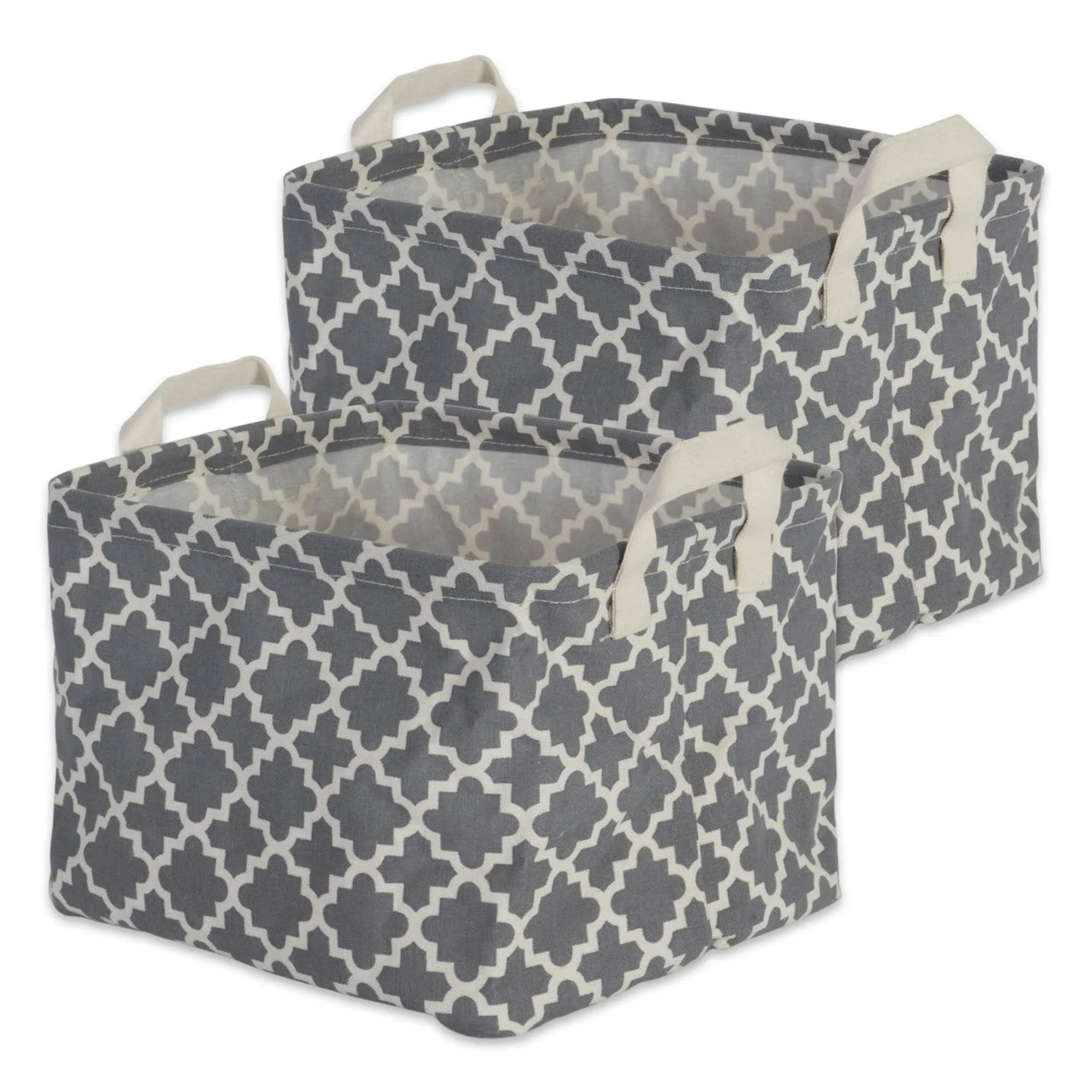 DII Rectangle Cotton Extra Large Laundry Bin, Gray/White, Set of 2, 12.5Lx17.5Wx10.5H" - Mediterranean - Hampers - by Design Imports | Houzz