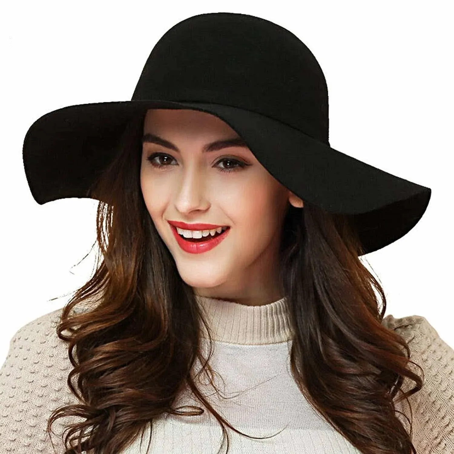 Women&#x27;s Foldable Wide Brim Retro Fedora Floppy Felt Bowler Hat