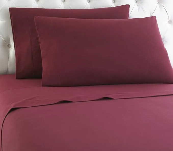 Shavel Home Products Micro Flannel Solid Sheet Set, Twin, Wine