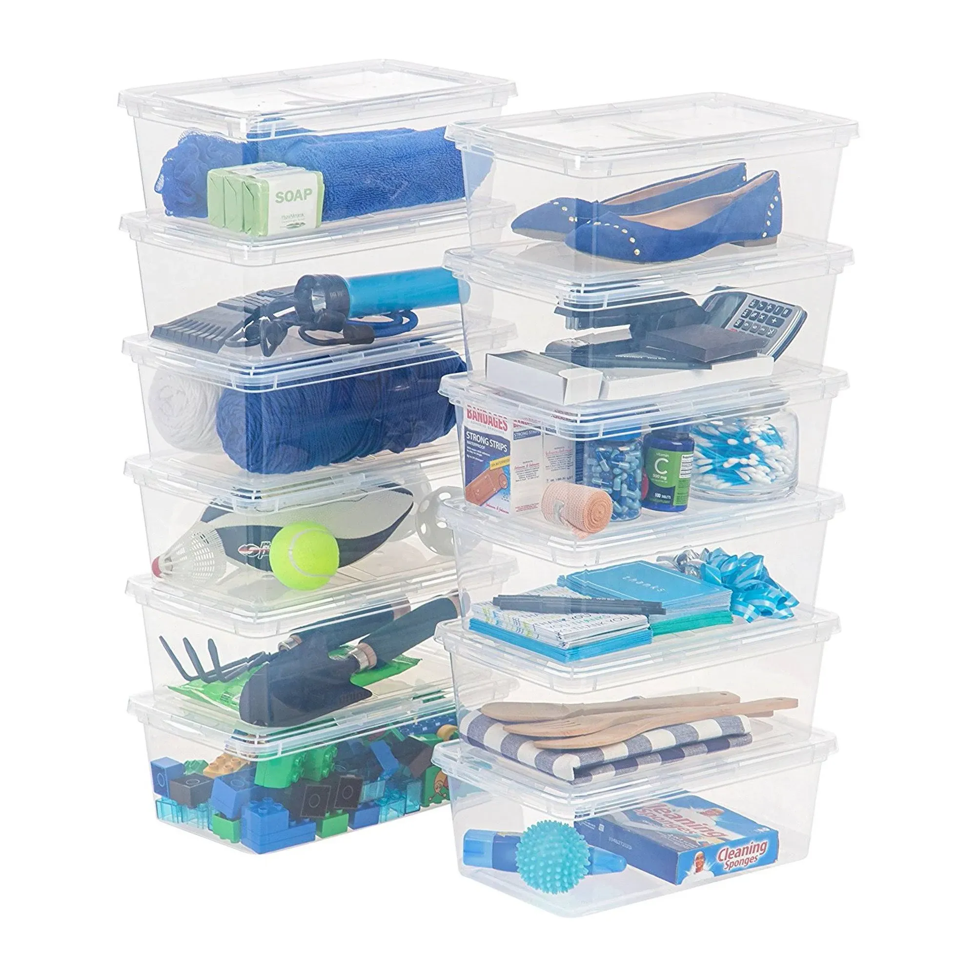 Iris USA Stack and Pull Storage Box, Clear - 6 count, 12.9 qt each