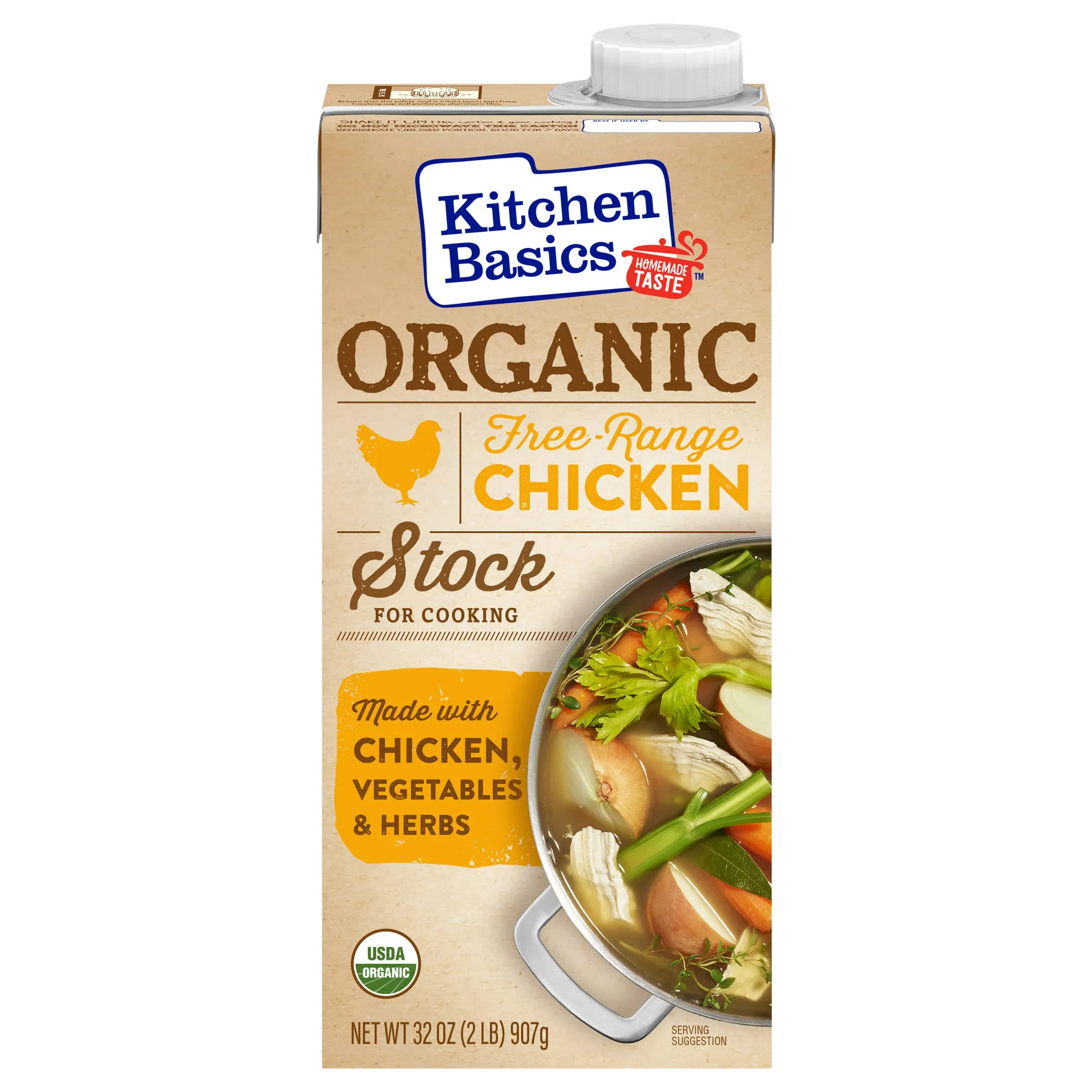 Kitchen Basics Organic Free Range Chicken Stock, 32 oz Carton