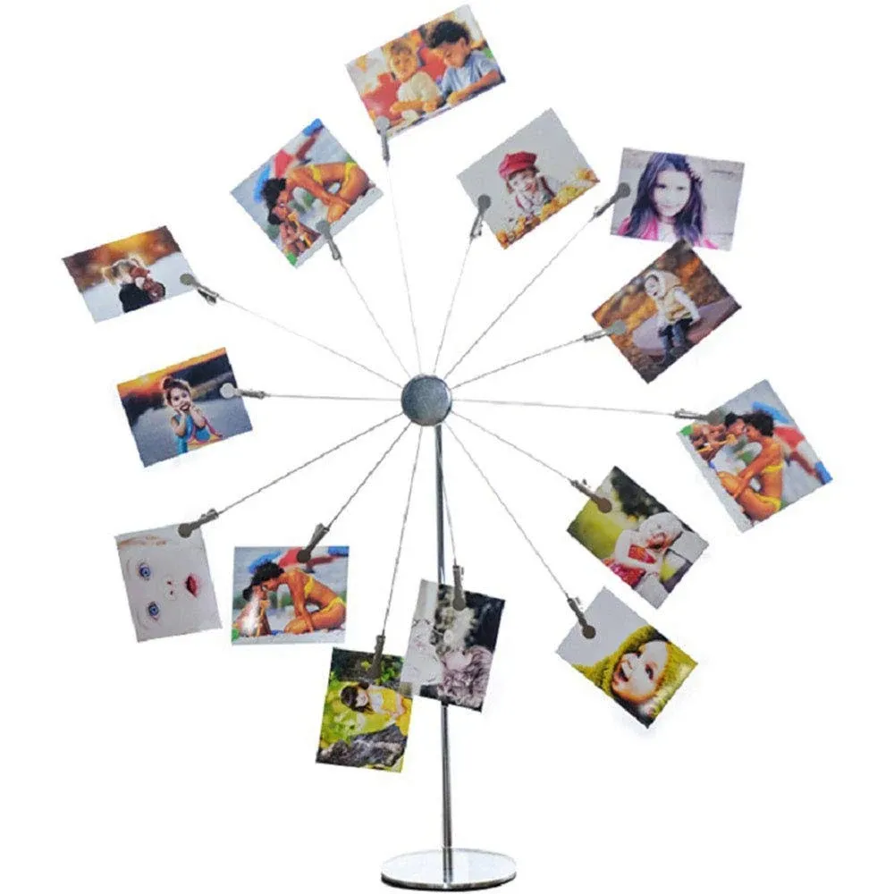 Desktop Photo Holder With Clips Postcard Gift Card Picture Display Stand Decor P