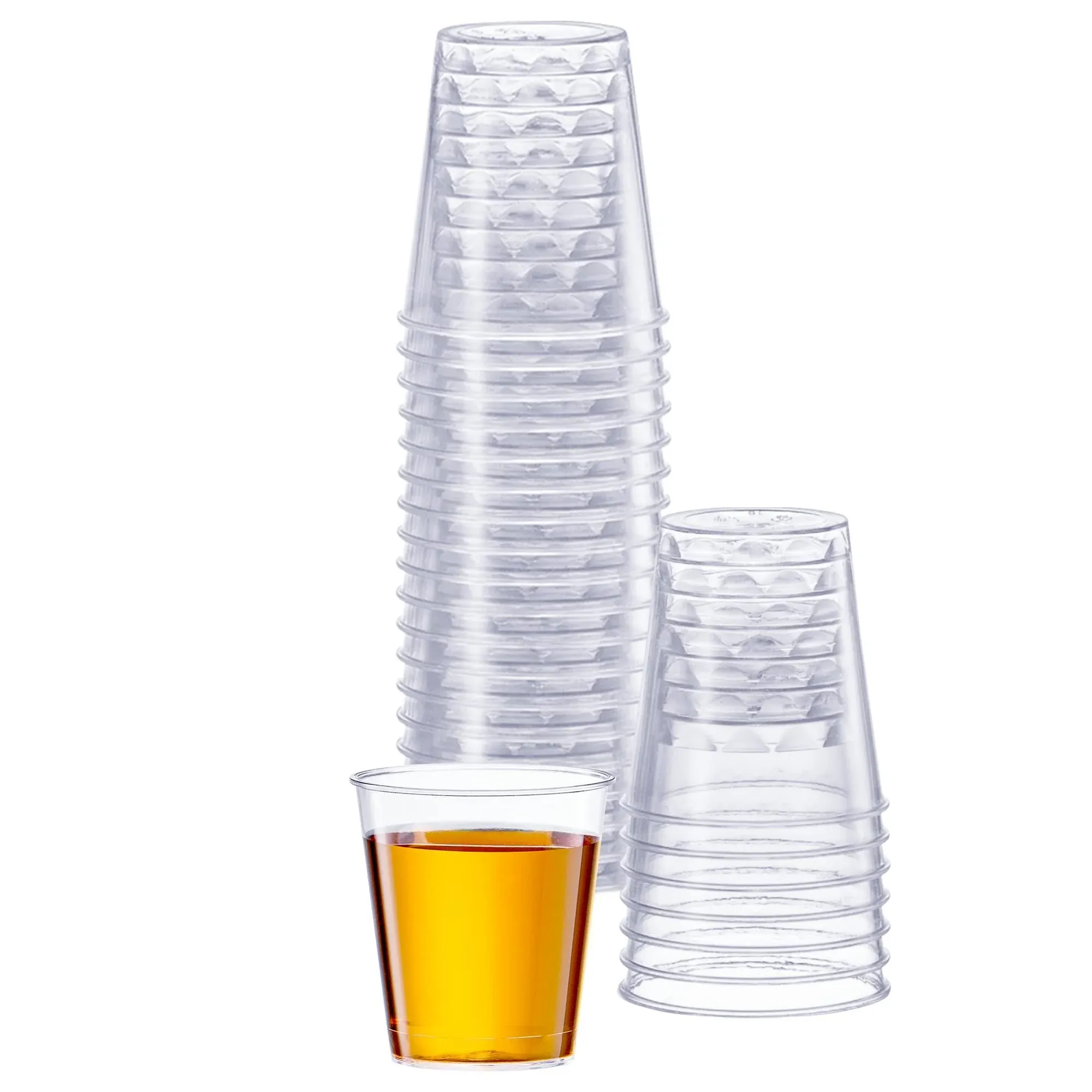 Disposable Clear Plastic Shot Glasses - 100 Pack 1 oz - Comfy Package