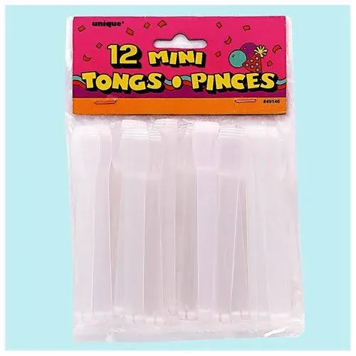 Unique Industries Mini Clear Plastic Tongs, 12ct