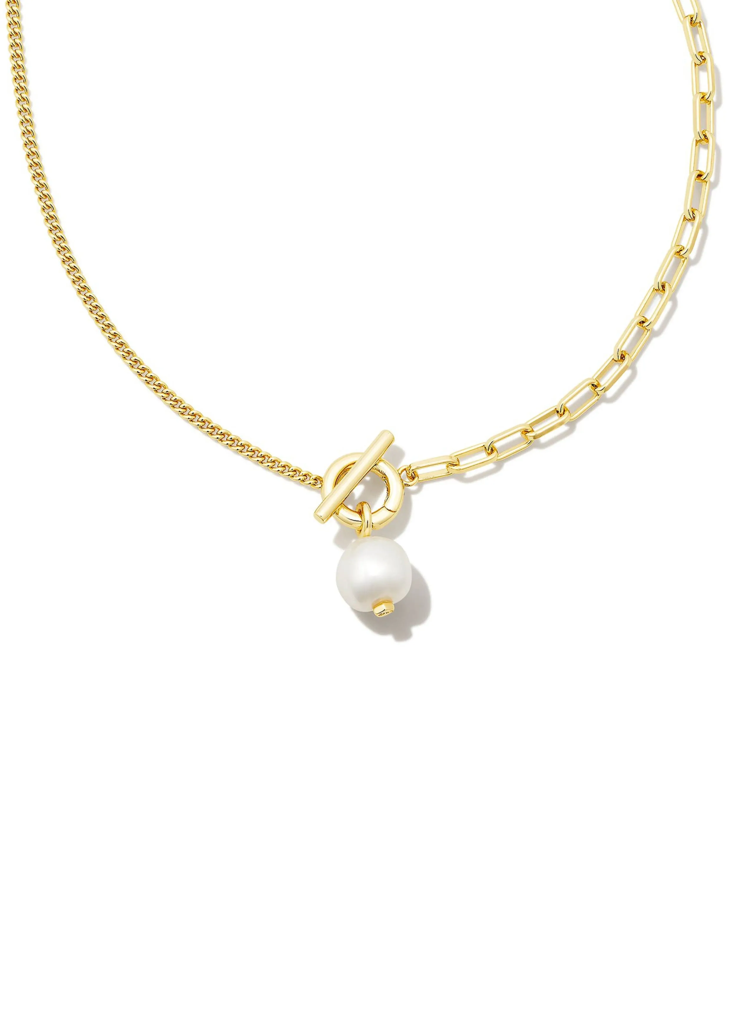 Kendra Scott Leighton Gold Pearl Chain Necklace - White Pearl