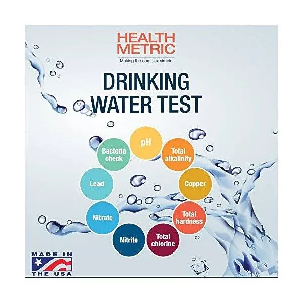 Drinking Water Test Kit for Municipal Tap and Well Water - Simple Testing Strips for Lead Copper Bacteria, Nitrates, Chlorine and More