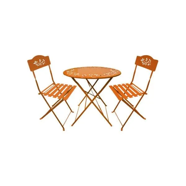 Alpine Metal 3-Piece Folding Bistro Set, Orange