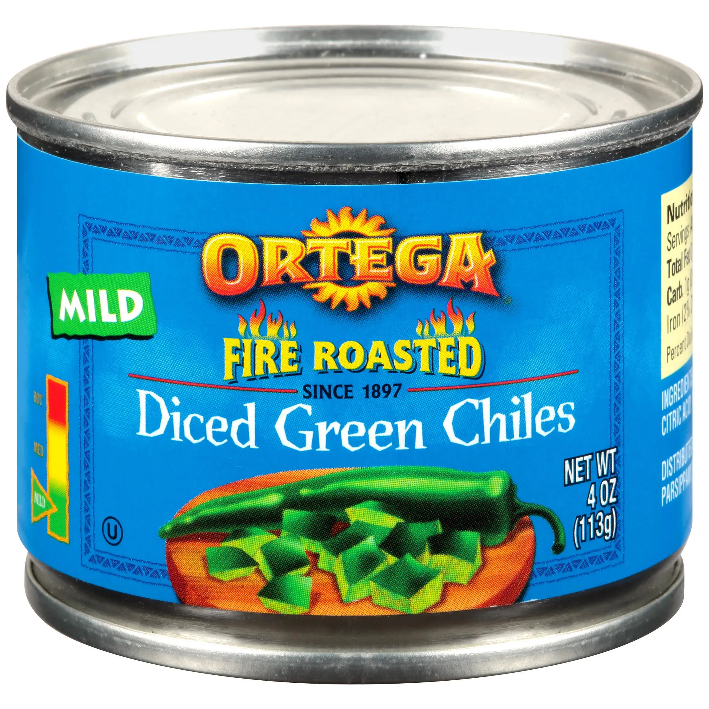 Ortega Green Chiles, Fire Roasted, Mild, Diced - 4 oz