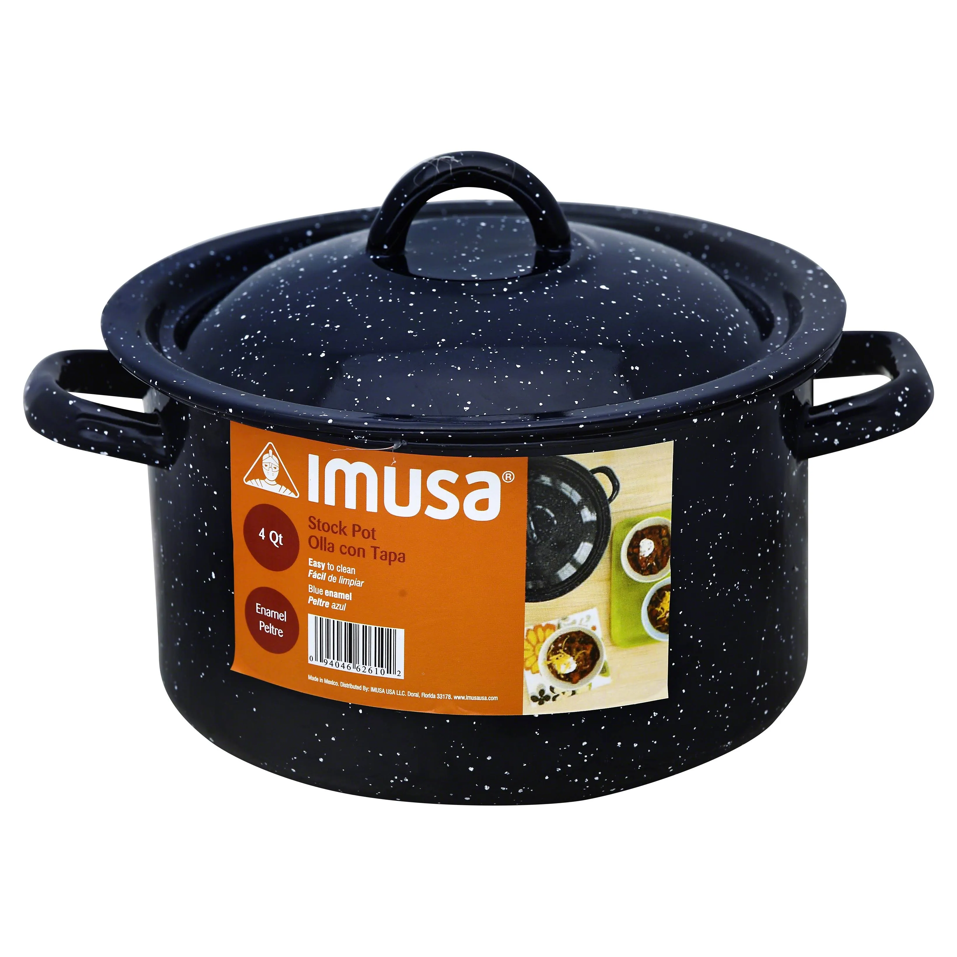 IMUSA 4-qt. Enamel Stock Pot / IMUSA Olla Esmaltada Moteada, 3.8 Litros