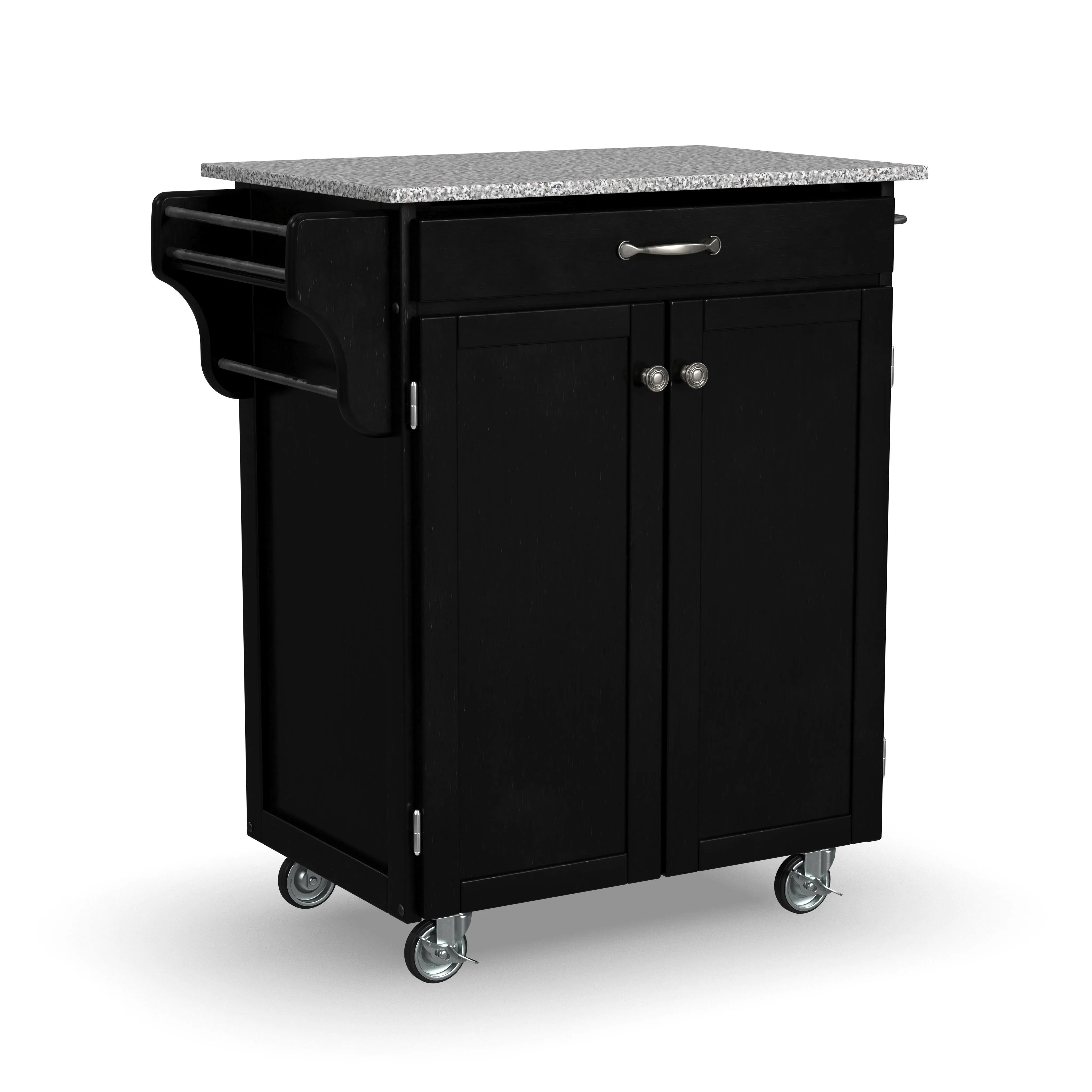 Homestyles Cuisine Kitchen Cart, Black, Granite Top