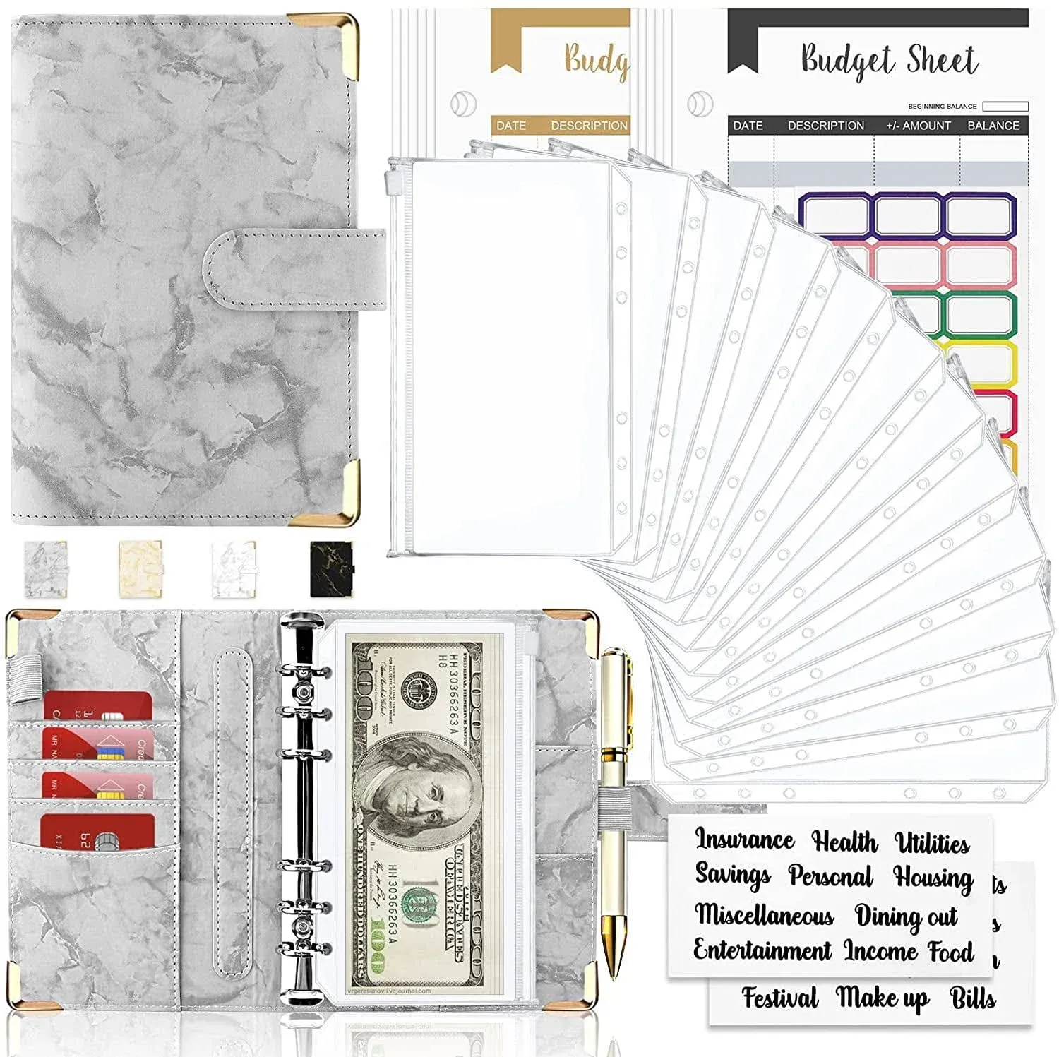 Onlyesh Budget Binder, Cash Envelopes for Budgeting, Money Organizer Cash, 28pcs ...