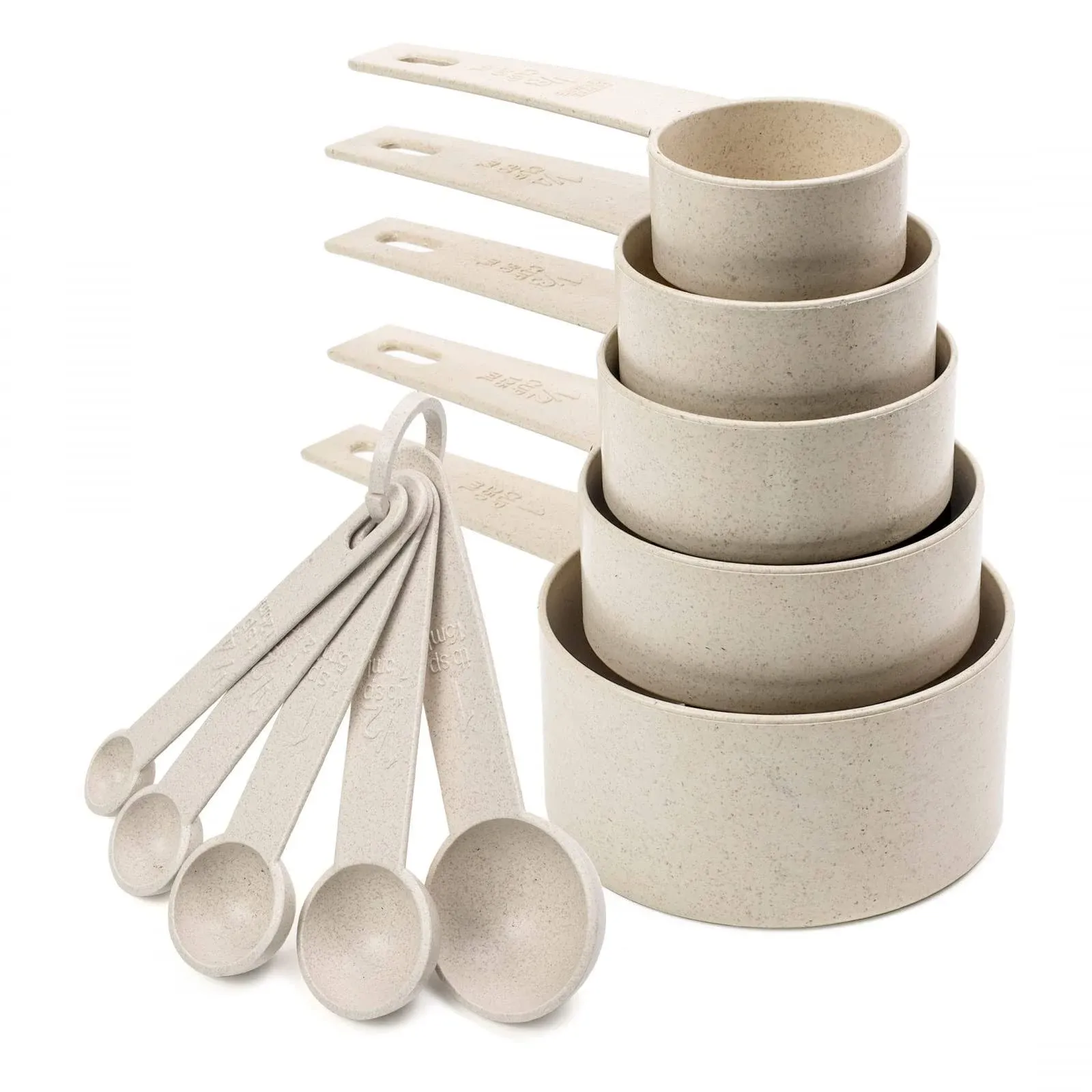 Beille Wheat Straw Beige Measuring Cups Spoons Set 10pc