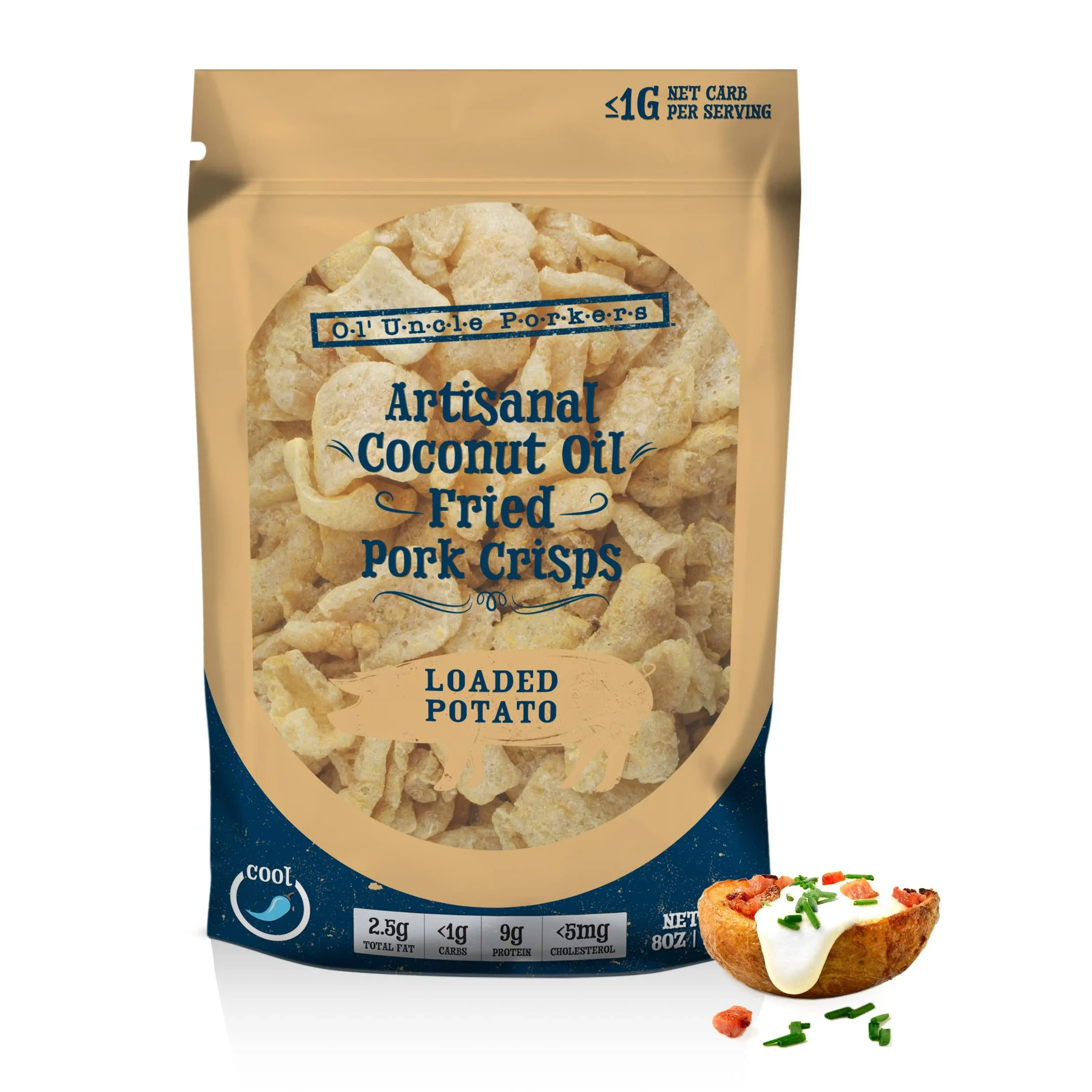 Keto-Friendly Pork Rinds (loaded Baked Potato Flavor, 8oz Bag), Pork Crisps ...