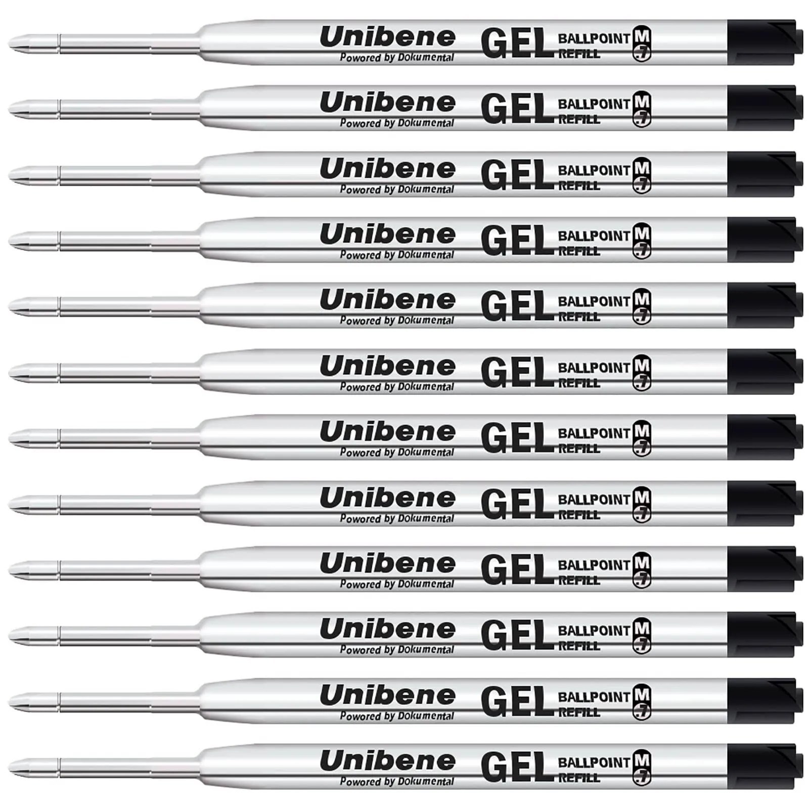 Unibene Parker Compatible Gel Ink Ballpoint Refills 12 Pack,0.7mm Medium Point- 6 Black&6 Blue, Smooth Writing Replaceable German Ink Tactical Pen Refills for Parker Ballpoint/UZI Pen